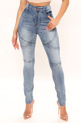 Body Language Seamed Skinny Jeans - Medium Wash Ins Street